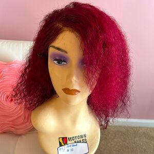 Burgundy wig with lace, frontal